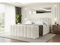Box spring bed 200x200 - matras - matrastopper - borst - beige fluweel - afbeelding 12 van  19