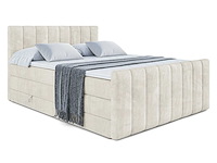 Box spring bed 200x200 - matras - matrastopper - borst - beige fluweel - afbeelding 13 van  19