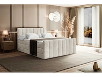 Box spring bed 200x200 - matras - matrastopper - borst - beige fluweel - afbeelding 15 van  19