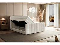 Box spring bed 200x200 - matras - matrastopper - borst - beige fluweel - afbeelding 16 van  19