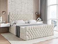 Box spring bed 200x200 cm - borst - matras - matrastopper - beige fluweel