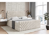 Box spring bed 200x200 cm - borst - matras - matrastopper - beige fluweel - afbeelding 3 van  8