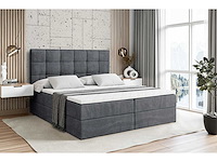 Box springbed 160x200 cm - borst - matras - matrastopper - grijs fluweel - afbeelding 2 van  8