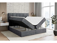 Box springbed 160x200 cm - borst - matras - matrastopper - grijs fluweel - afbeelding 4 van  8