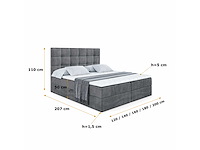 Box springbed 160x200 cm - borst - matras - matrastopper - grijs fluweel - afbeelding 5 van  8