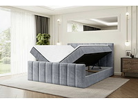 Box springbed 200x200 - matras - matras topper - borst - grijs fluweel - afbeelding 6 van  11