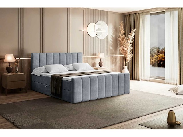 Box springbed 200x200 - matras - matras topper - borst - grijs fluweel - afbeelding 7 van  11
