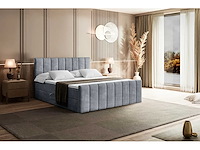 Box springbed 200x200 - matras - matras topper - borst - grijs fluweel - afbeelding 7 van  11