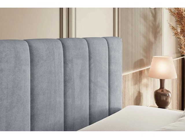Box springbed 200x200 - matras - matras topper - borst - grijs fluweel - afbeelding 11 van  11