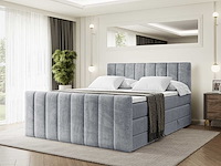 Box springbed 200x200 - matras - matras topper - borst - grijs fluweel - afbeelding 1 van  10