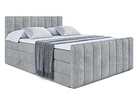 Box springbed 200x200 - matras - matras topper - borst - grijs fluweel - afbeelding 3 van  10