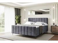 Boxspringbed 180x200 - matras - matrastopper - borst - donkergrijs fluweel
