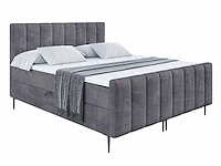 Boxspringbed 180x200 - matras - matrastopper - borst - donkergrijs fluweel - afbeelding 2 van  8