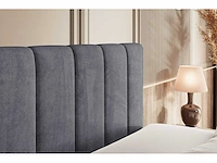 Boxspringbed 180x200 - matras - matrastopper - borst - donkergrijs fluweel - afbeelding 4 van  8