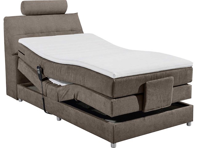 Boxspringbet 120 x 200 elektrisch - matrastopper, hoofdsteun en opbergruimte in het hoofdeinde. - afbeelding 4 van  8