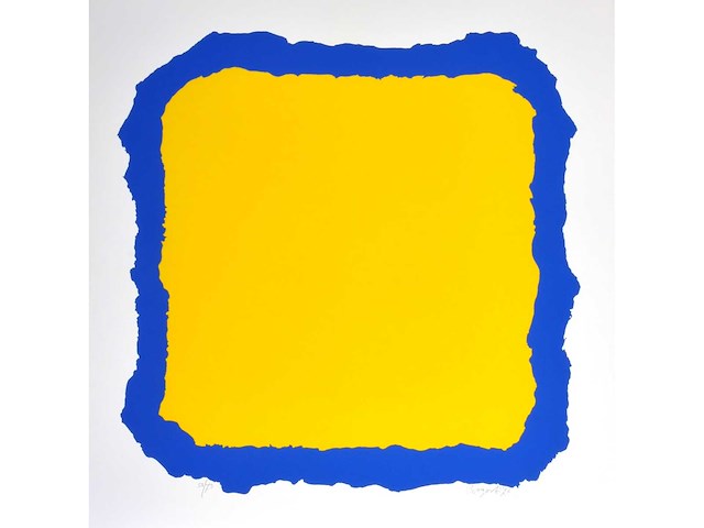 Bram bogart - geel in blauw - zeefdruk - afbeelding 1 van  7