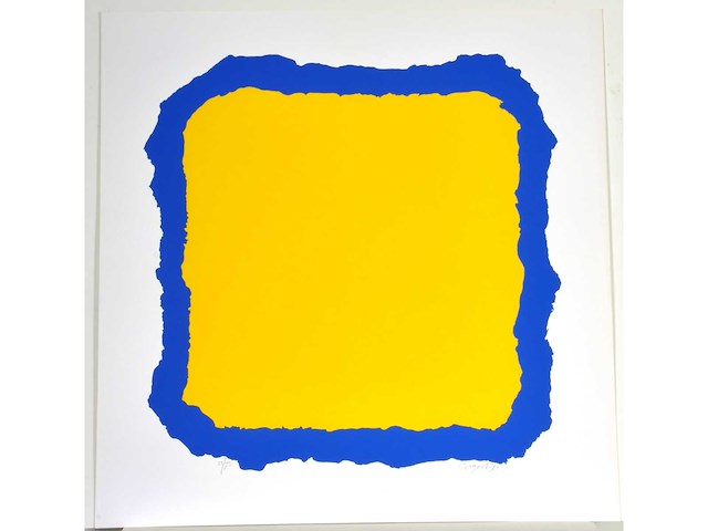 Bram bogart - geel in blauw - zeefdruk - afbeelding 2 van  7