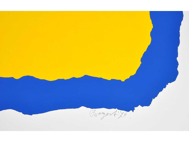Bram bogart - geel in blauw - zeefdruk - afbeelding 3 van  7