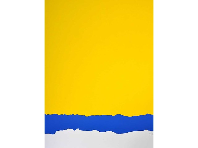 Bram bogart - geel in blauw - zeefdruk - afbeelding 7 van  7