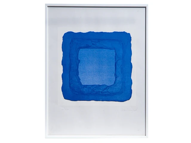 Bram bogart (1921-2012), blue square, lithograph, n° 180/250 33 x 33 cm. (12.99 x 12.99 in.), frame: 43.5 x 56.5 cm. (17.12 x 22.23 in.) - afbeelding 2 van  5