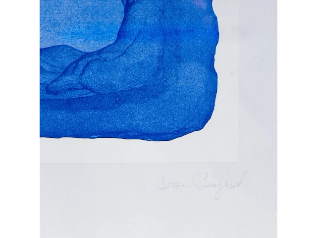 Bram bogart (1921-2012), blue square, lithograph, n° 180/250 33 x 33 cm. (12.99 x 12.99 in.), frame: 43.5 x 56.5 cm. (17.12 x 22.23 in.) - afbeelding 4 van  5