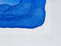 Bram bogart (1921-2012), blue square, lithograph, n° 180/250 33 x 33 cm. (12.99 x 12.99 in.), frame: 43.5 x 56.5 cm. (17.12 x 22.23 in.) - afbeelding 4 van  5