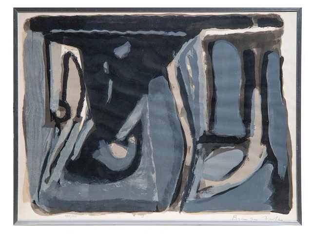 Bram van velde (1895-1981), abstract composition, lithograph, n° 146/300 48 x 65 cm. (18.89 x 25.58 in.), frame: 50 x 67 cm. (19.67 x 26.37 in.) - afbeelding 2 van  5