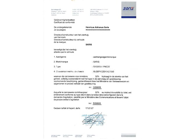 Brand dubbelassige geremde aanhanger (xlg0pkc20ao427090) - afbeelding 5 van  10