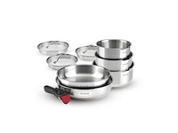 Brandt roestvrijstalen kookgerei set 18/8 - 9 stuks, afneembaar handvat, alle kookpitten inclusief inductie - afbeelding 2 van  3