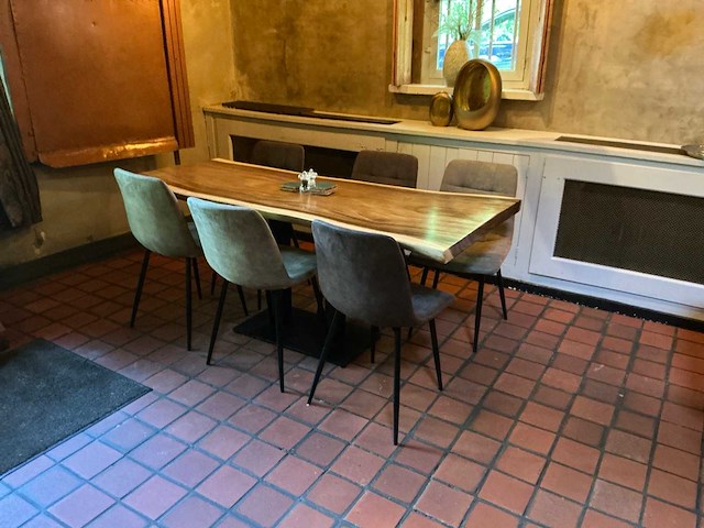 Brasserietafel met massief houten tafelblad (2x) - afbeelding 1 van  4