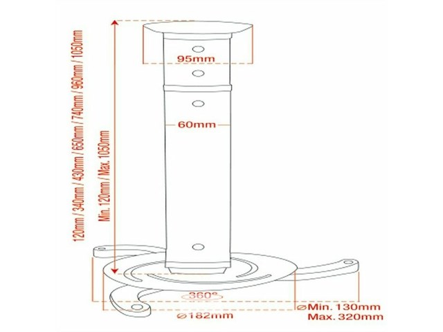 Bratek projector plafondbeugel - afbeelding 3 van  3