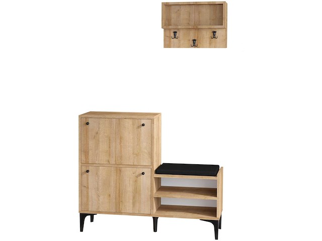Bred schoenenkast | 100% melamine | eiken - afbeelding 4 van  5