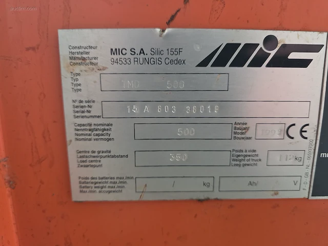 Breedspoorhandheftruck mic tmd 500 - afbeelding 2 van  3