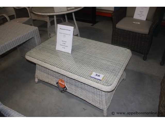 Brighton salontafel met glasblad: 'uitvoering: hularo wicker provance - afbeelding 1 van  1