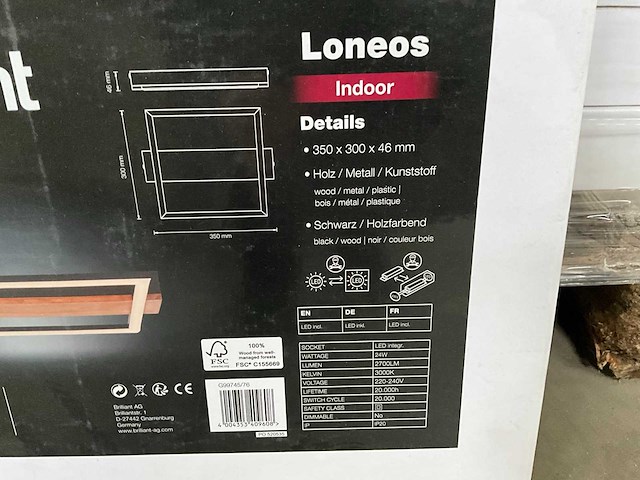 Brilliant loneos plafondlamp 35 x 30 cm (12x) - afbeelding 4 van  5