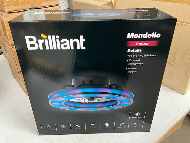 Brilliant mondello zwart ventilator lamp met afstandsbediening - afbeelding 2 van  6