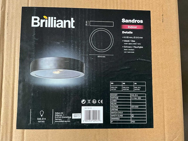 Brilliant sandros ?310 mm plafondlamp (36x) - afbeelding 3 van  5