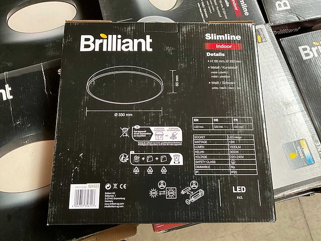 Brilliant slimline zwart plafondlamp ?33 cm (54x) - afbeelding 4 van  8