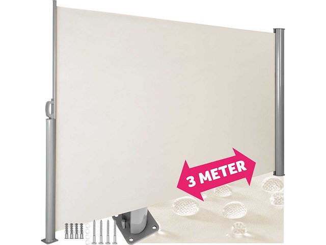 Brise-vent extensible en aluminium 180 x 300 cm beige - afbeelding 2 van  10