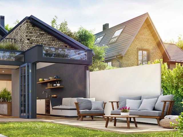 Brise-vent extensible en aluminium 180 x 300 cm beige - afbeelding 1 van  10