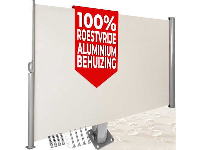 Brise-vent extensible en aluminium 180 x 300 cm beige - afbeelding 3 van  10
