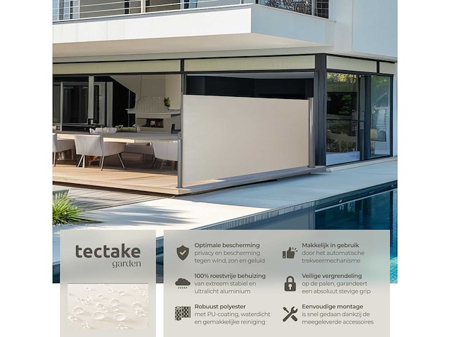 Brise-vent extensible en aluminium 180 x 300 cm beige - afbeelding 5 van  10