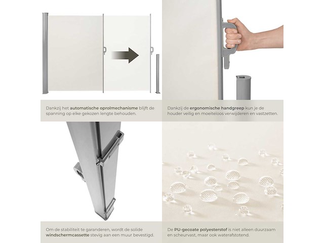Brise-vent extensible en aluminium 180 x 300 cm beige - afbeelding 6 van  10