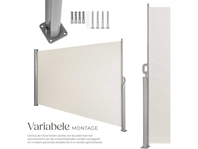 Brise-vent extensible en aluminium 180 x 300 cm beige - afbeelding 7 van  10