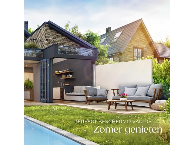 Brise-vent extensible en aluminium 180 x 300 cm beige - afbeelding 9 van  10