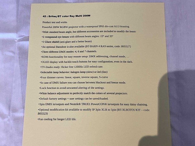 Briteq bt color ray multi 200w spotlight - afbeelding 7 van  7