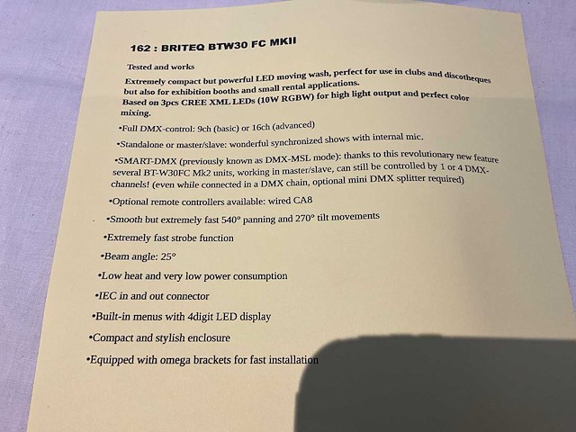 Briteq bt-w30fc mkii led-moving head - afbeelding 3 van  3