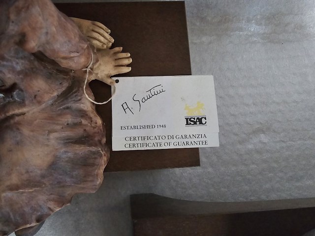 Brocante: 2x beeld hars op houten sokkel - afbeelding 5 van  7