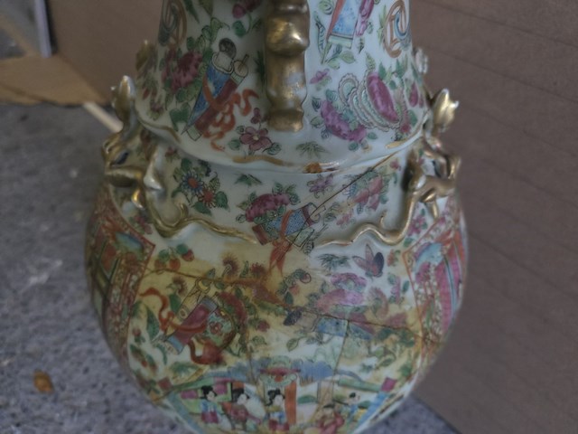 Brocante: chinese vaas (gelijmd!) - afbeelding 4 van  10