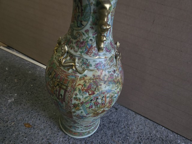 Brocante: chinese vaas (gelijmd!) - afbeelding 9 van  10